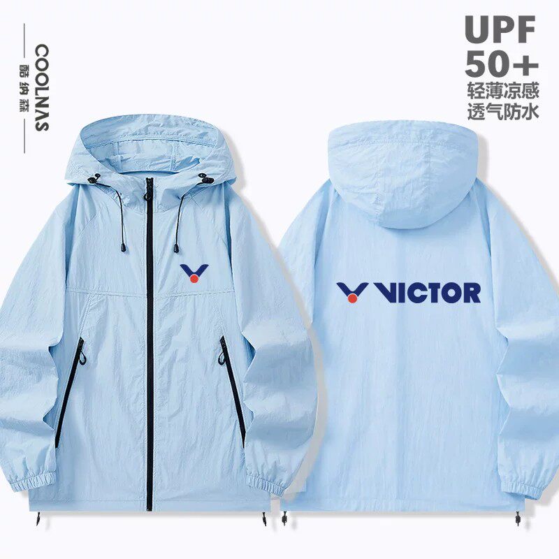 胜利周边羽毛球定制威克多victor图案男女夏季防晒衣轻薄透气外套