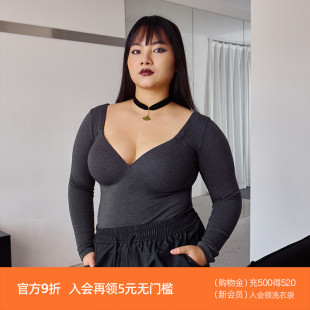 OGET大码 德绒保暖内衣女带胸垫胖mm秋衣大胸聚拢内搭打底衫 秋冬季