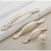 简欧象牙白拉手玫瑰花攒锦簇拉手欧式 拉手 衣柜门把手白金欧式