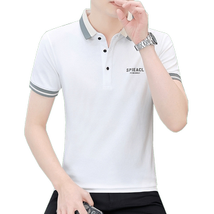 polo衫男款短袖夏季冰丝T恤带领半袖男装潮流翻领衬衫体恤上衣服