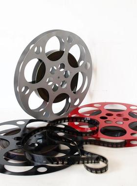 复古老电影胶片35毫米70mm16mm胶卷电影胶片夹圆盘轮子片盘摆件