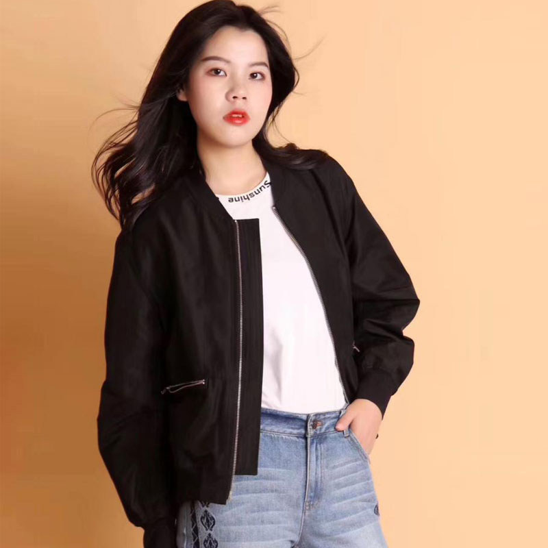 新颖阿玛施正旗舰店官网2020春新款棒球服拉链口袋夹克短外套女潮