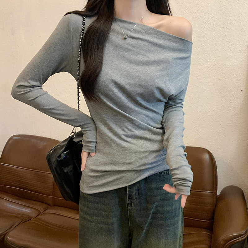 实拍莫代尔长袖t恤女装2026T恤