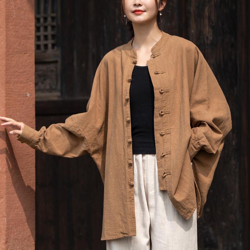 2026春夏棉麻女装宽松苎麻砂洗盘扣中式改良禅系茶服开衫女式外套
