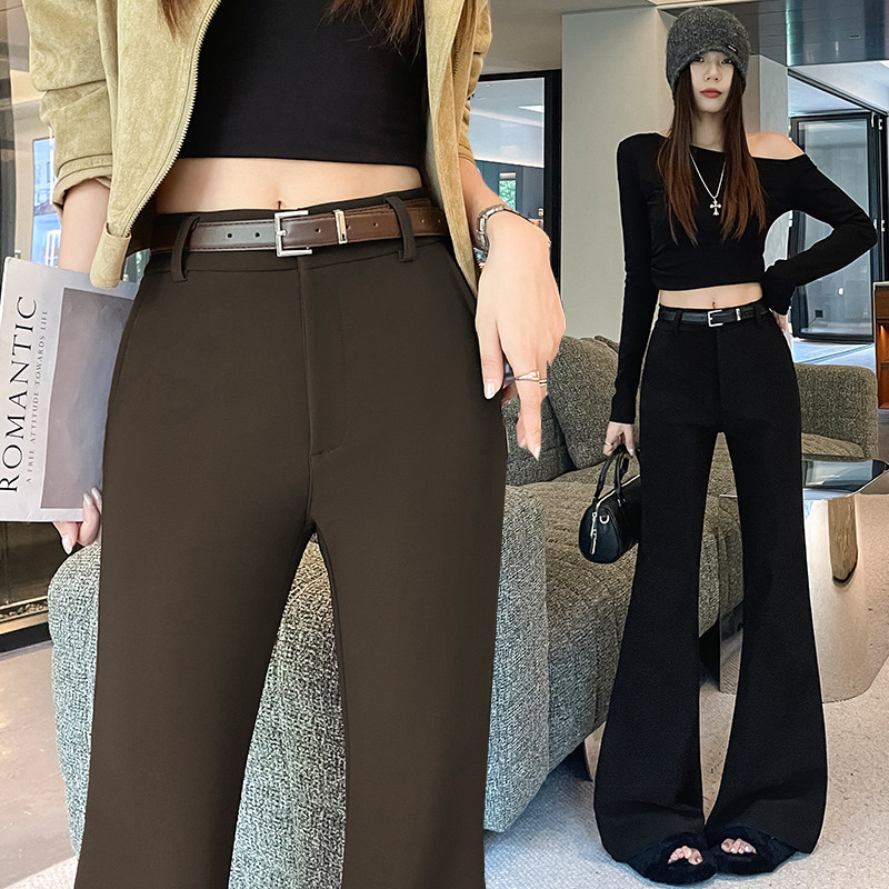 黑色微喇裤子女2026秋季美腿神裤高腰超模裤修身弹力休闲喇叭西裤
