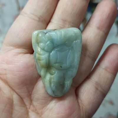 天然翡翠吊坠飘花雕刻件手把件