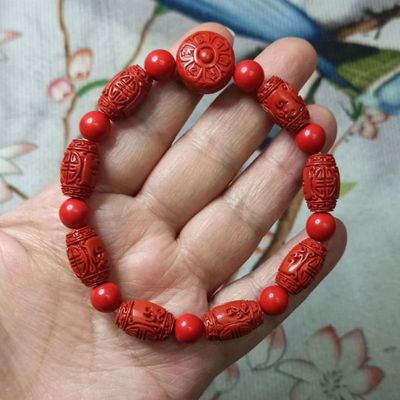 天然朱砂手串红砂手链六字真言珠