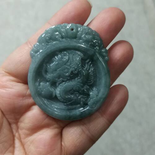 天然翡翠吊坠危料蓝水龙牌