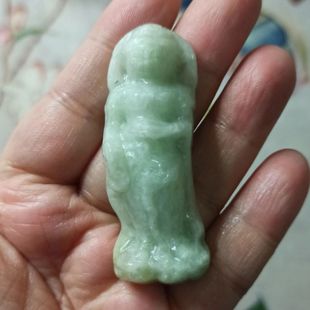 413缅甸天然翡翠吊坠莲花观音牌子飘花卡57X20mm左右满48元 包邮