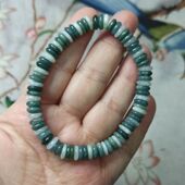包邮 266缅甸 危料天然翡翠手串毛毛虫平安扣手链卡8mm左右满48元