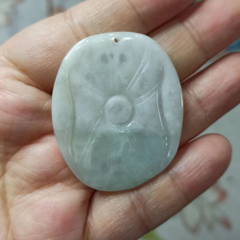 140缅甸天然翡翠吊坠荷叶莲叶牌卡42X35mm左右牌子挂件满48元包邮