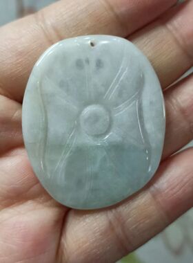 140缅甸天然翡翠吊坠荷叶莲叶牌卡42X35mm左右牌子挂件满48元包邮