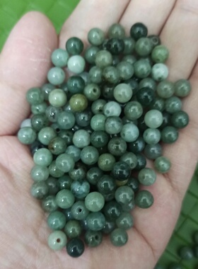 天然翡翠散珠油青杂色