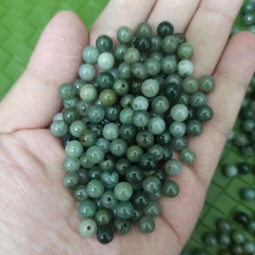 天然翡翠散珠油青杂色