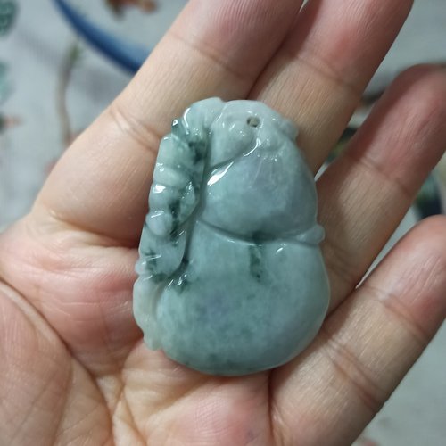 天然翡翠吊坠雕刻件手把件