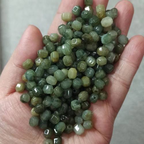 天然翡翠六棱珠刻面珠糯种