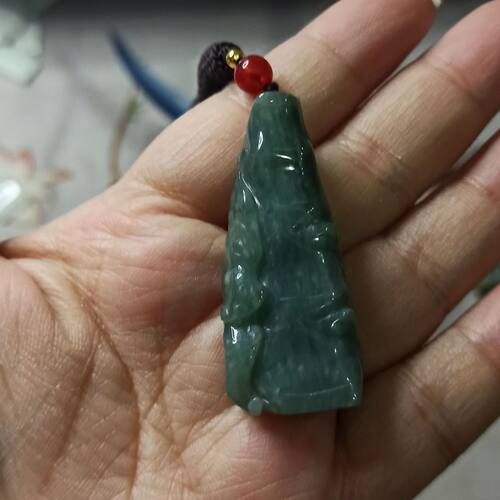 翡翠竹节吊坠危料蓝水底飘花