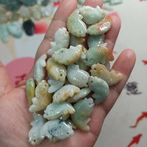 翡翠危料蓝水平安扣仿古雕双面工