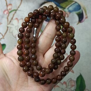 11天然翡翠项链绕手3圈红翡圆珠卡7.5mm左右红黄翡烧红满48元 包邮