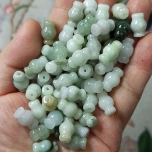 269天然缅甸翡翠糖果珠散珠通孔玉珠子卡13X8mm左右满48元 包邮