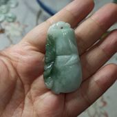 314缅甸天然翡翠竹节吊坠淡绿飘花卡49X26mm左右雕刻件满48元 包邮