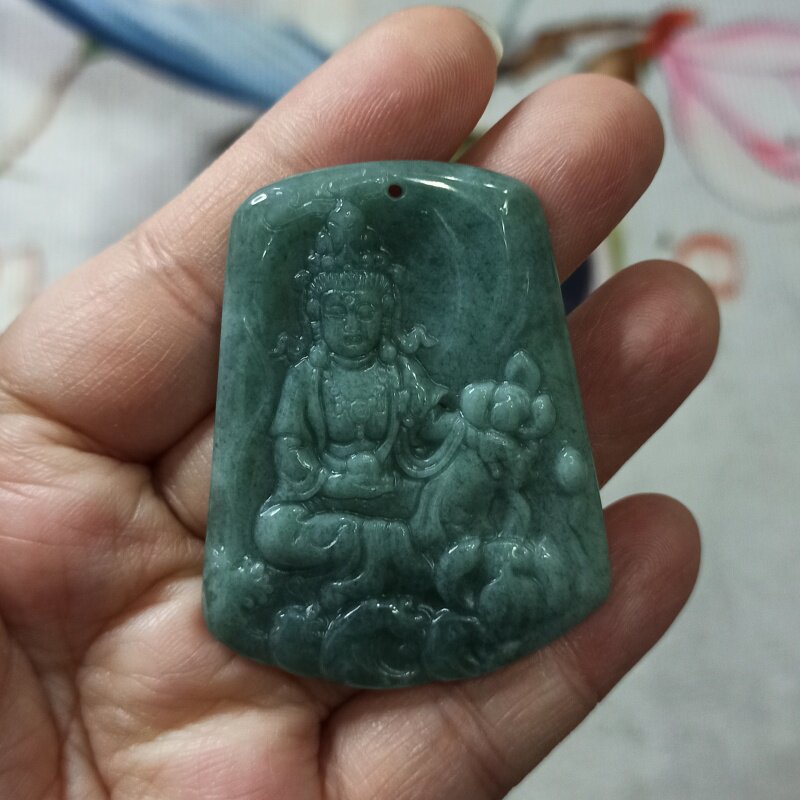 345危料天然翡翠吊坠山水观音牌子飘花蓝水卡50X40mm左右满48包邮