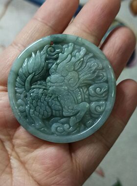 天然翡翠吊坠麒麟貔貅牌子飘花
