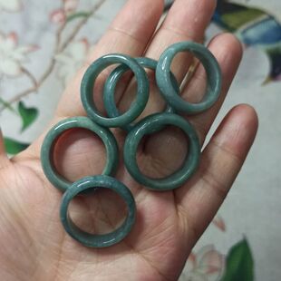 63天然翡翠蓝水戒指危料指环卡19mm左右大圈口跑环满48元包邮