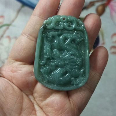 天然翡翠吊坠危料蓝水龙牌