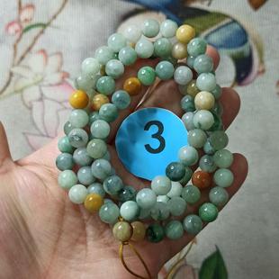 317缅甸天然翡翠飘花圆珠项链卡8mm左右珠链绕手三圈半满48元 包邮
