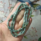 55天然翡翠危料蓝水竹节项链卡8X5mm左右珠链绕手3圈满48元 包邮