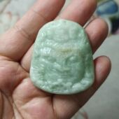 402缅甸天然翡翠吊坠飘花罗汉牌一念神魔卡44X39mm左右满48元 包邮