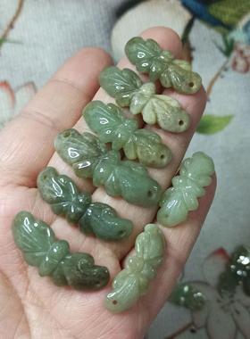 301缅甸天然翡翠手牌油青雕刻件蝴蝶手排卡28X10mm左右瑕疵48包邮