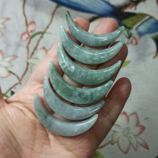 192缅甸天然翡翠双孔左右孔吊坠星月玉衡月亮卡45mm长满48元包邮