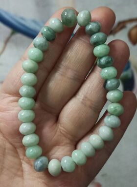 223缅甸天然翡翠算盘珠手串珠鼓珠卡9X6mm左右单圈手串满48元包邮