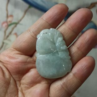 100缅甸天然翡翠吊坠雕刻件蝙蝠葫芦飘花卡40X29mm左右满48元包邮