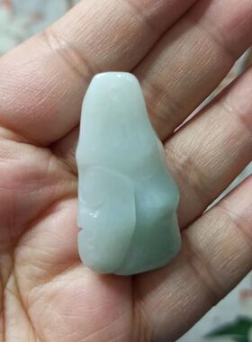 174缅甸天然翡翠竹节吊坠白底卡40X19mm左右雕刻件随型满48元包邮