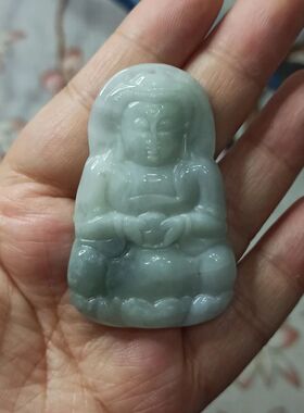 115缅甸天然翡翠观音吊坠牌子卡53X34mm左右乌鸡飘花满48元包邮