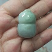 92缅甸天然翡翠吊坠雕刻件手把件葫芦飘花卡31X21mm满48元 包邮