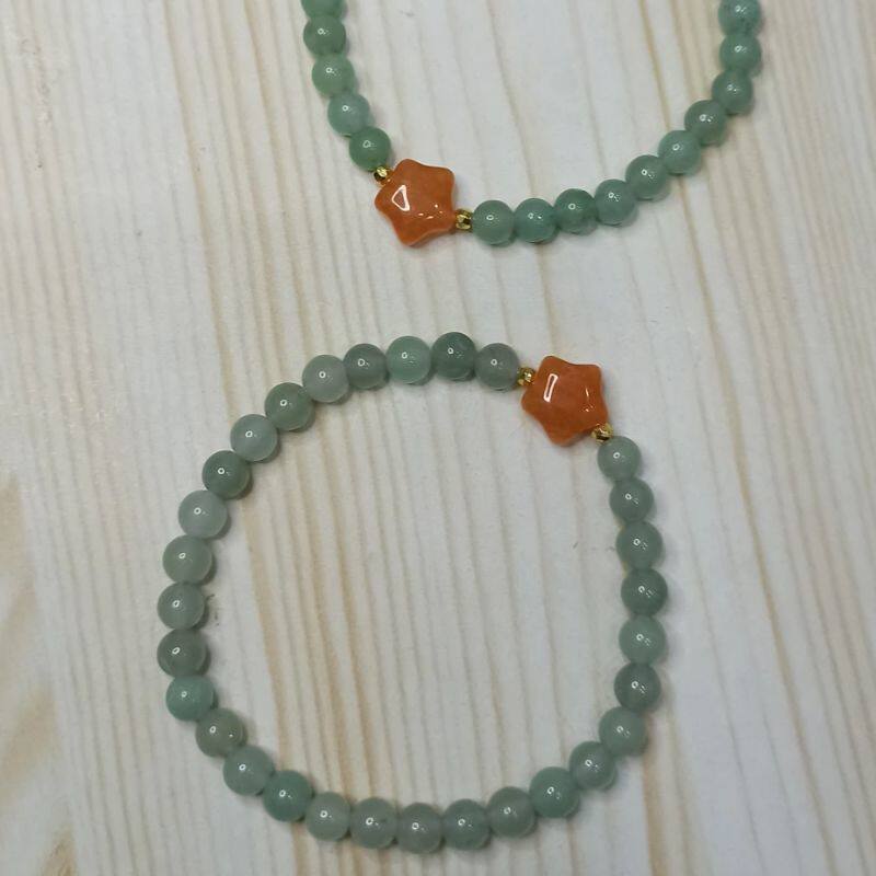 13天然东陵玉手串圆珠卡6mm单圈手链 红东陵玉五角星满48元包邮