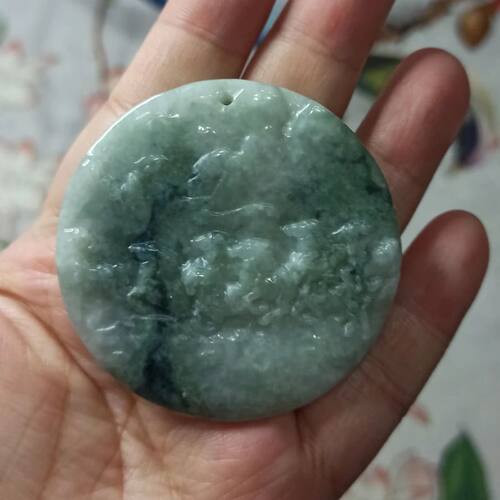 翡翠吊坠生肖马牌八骏图圆牌