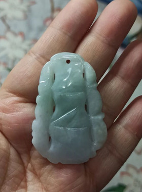 23缅甸天然翡翠竹节吊坠绿底飘花卡49X33mm左右雕刻件满48元包邮