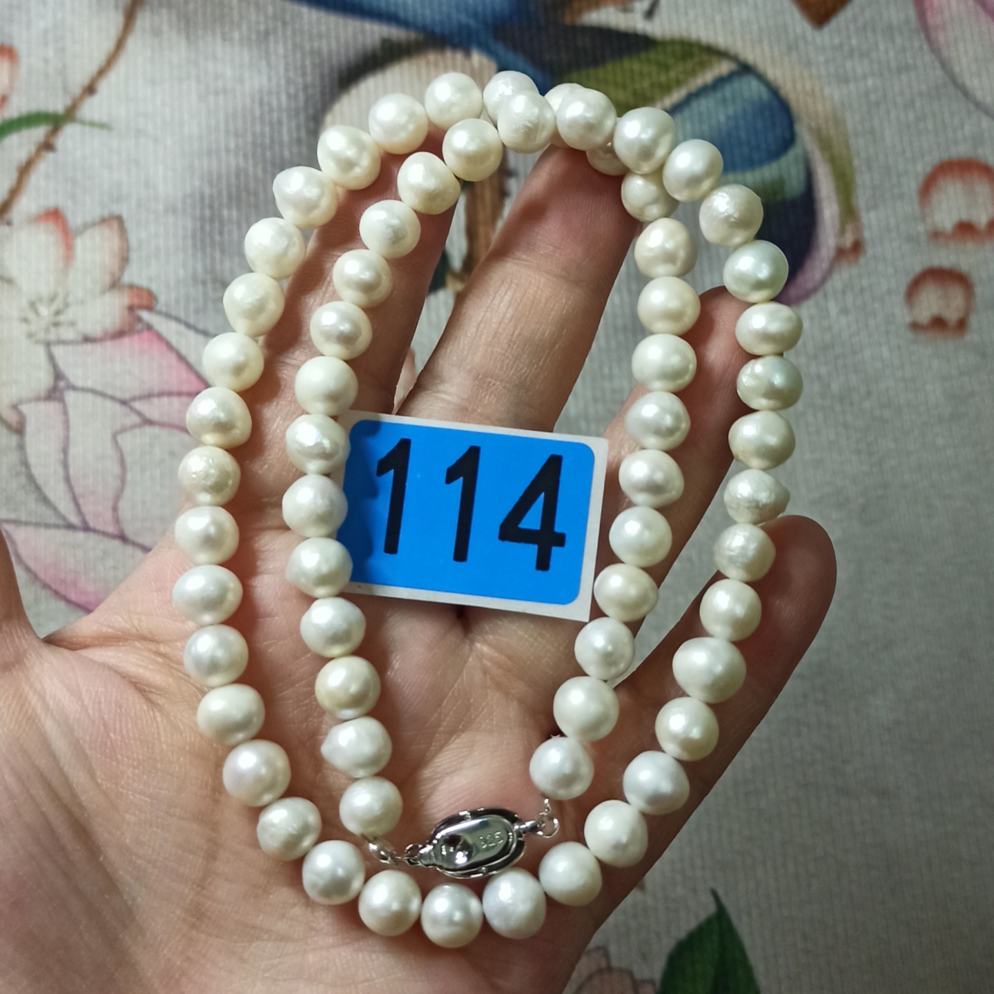 天然珍珠项链淡水珠链近圆土豆圆