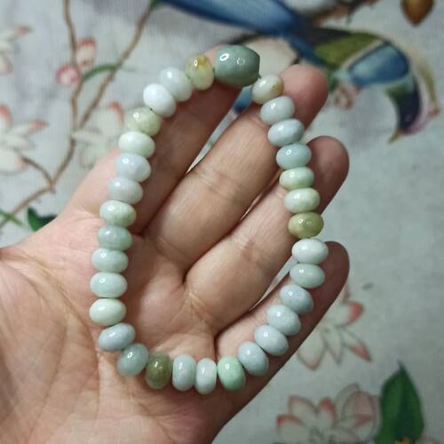 缅甸天然翡翠算盘珠手串珠子