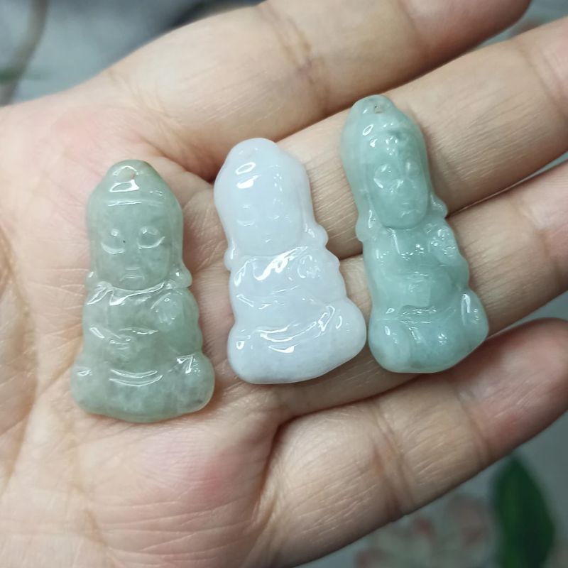 149天然翡翠佛公宝宝佛一组卡30X15mm左右吊坠玉牌满48元包邮