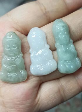149天然翡翠佛公宝宝佛一组卡30X15mm左右吊坠玉牌满48元包邮