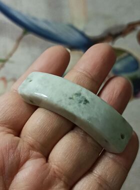 346缅甸天然翡翠A货手链手排光面手牌54X14mm左右手工编织diy配件