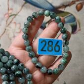 402缅甸天然翡翠深色绿底蓝飘花手串圆珠卡8mm左右单圈满48元 包邮