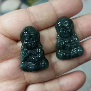 244天然翡翠佛公宝宝佛危料蓝水卡30*19mm左右玉锁吊坠玉牌玉牌