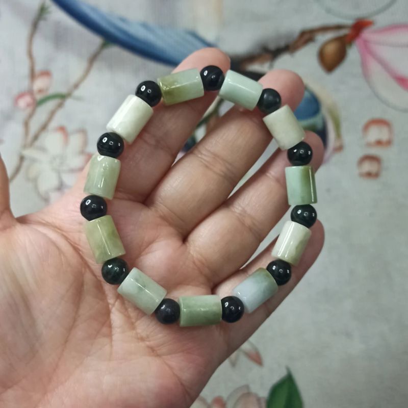 天然翡翠飘花桶珠路路通